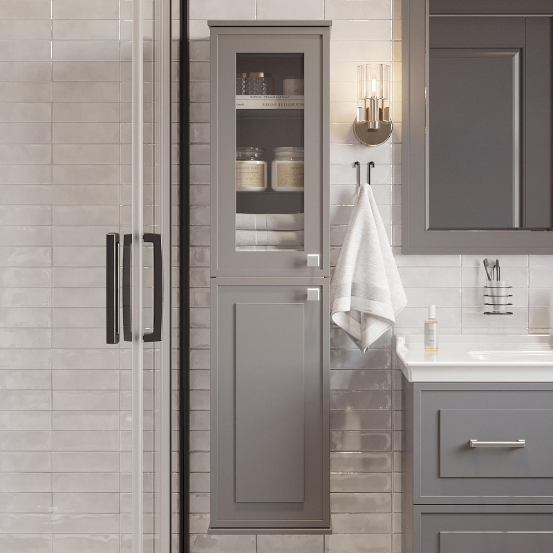 Шкаф пенал STWORKI Хадстен 34 L С16834 подвесной цвет Серый