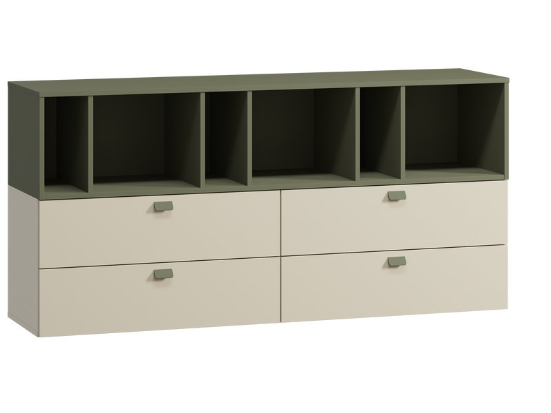 Комод Энзо 160x79 Светло-бежевый/Оливковый