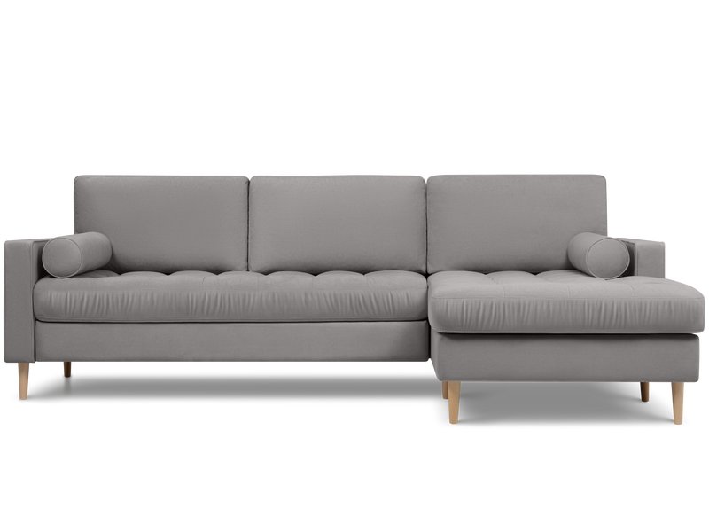 Диван угловой Плэнтис Велюр Светло-серый