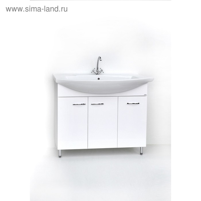 Тумба напольная «Элеганс 100», с раковиной «Эльбрус», цвет белый