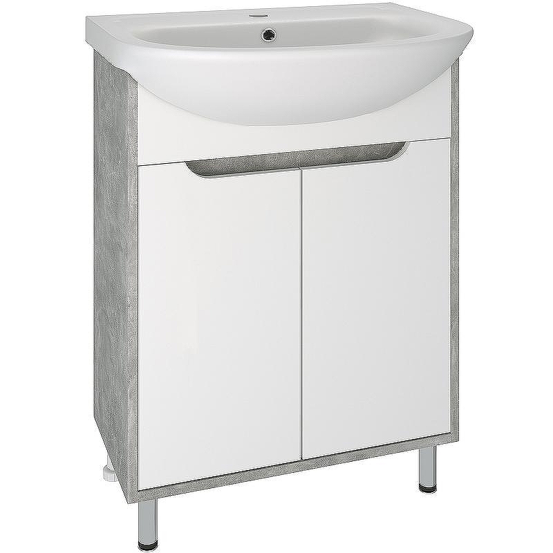 Тумба под раковину Runo Эко 60 00-00001327 Серый бетон Белая