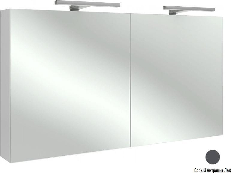 Зеркальный шкаф Jacob Delafon 120 EB798RU-442 с подсветкой цвет Серый антрацит лак