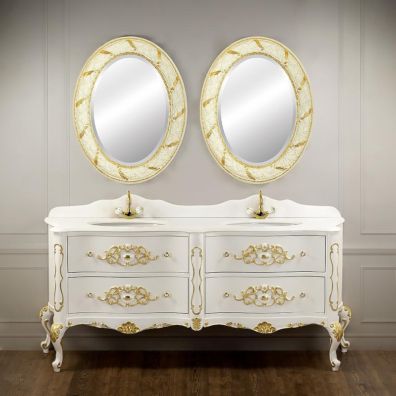 Тумба под раковину Migliore Virginia 193 30697 цвет Белый глянцевый декор золото