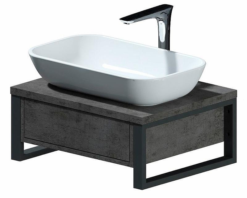 Тумба под раковину 1MarKa Grunge Loft 60П Ц0000001581 подвесная Бетон темно-серый