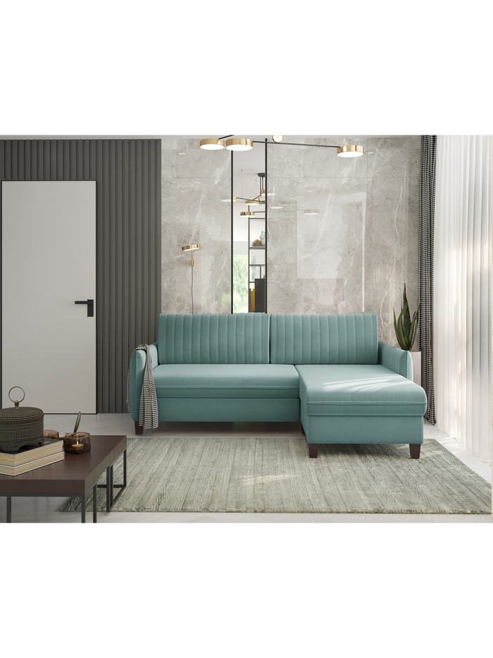 Диван угловой «Мальме», НПБ, тик – так, цвет серо – голубой newtone aqwa blue