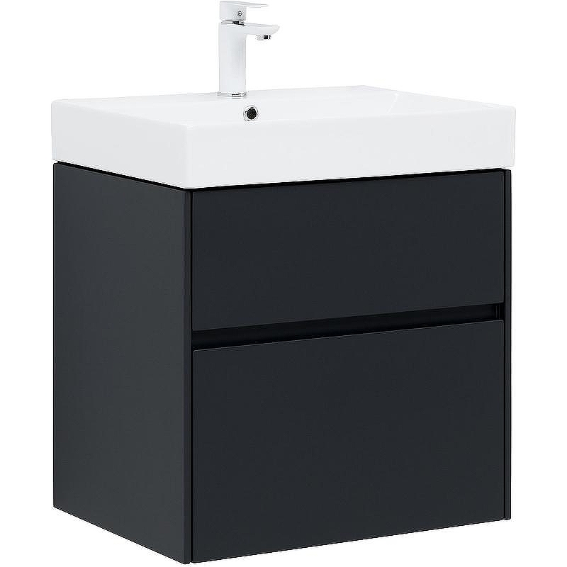 Тумба с раковиной Aquanet Бруклин 60 312875 подвесная Антрацит матовый